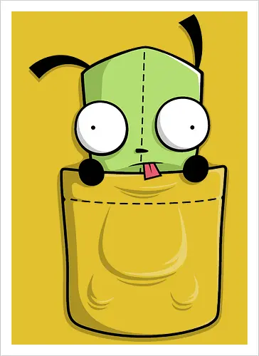 Grüner Roboter Taschenfreund - Cartoon Kunst