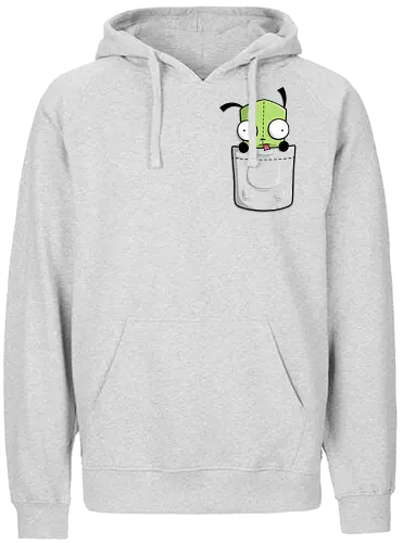 Grüner Roboter Taschenfreund - Cartoon Kunst - grüner Roboter Tasche Art, niedliches Cartoon Pocket Shirt, grüne Kreatur große Augen, Kult Cartoon Design, Pocket Shirt Kreatur, niedliches Roboter Shirt, alternative niedliche Art, 2000er Cartoon Nostalgie, niedliche grüne Kreatur, minimalistische Geek Mode, niedliches Pocket Shirt Design, große Augen Cartoon, alternative Kult Art, niedliches Geek Geschenk, Retro Cartoon Roboter, GIR, Jhonen Vasquez, Nickelodeon, GIR robô, cartoon cult, Invader Zim, geek fashion - Fairtrade Hoodie