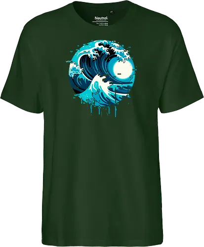 broken wave  - ocean, glitch, videogame, kanagawa, painting, surfing, beach, summer, vintage, classic - Fairtrade T-Shirt