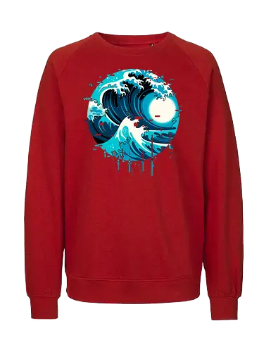 broken wave  - ocean, glitch, videogame, kanagawa, painting, surfing, beach, summer, vintage, classic - Fairtrade Sweatshirt