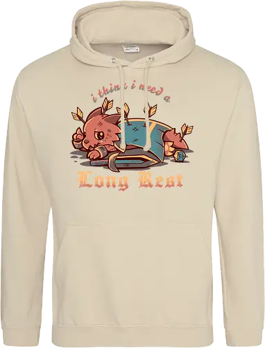 I Think I Need a Long Rest - Pen and Paper, kobold, long rest, dice, d1, dice roll, tabletop, cute, sad kobold, low hp, spell, fantasy, Fantasie, Kreatur, lange Ruhepause - Standard Hoodie
