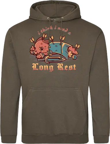 I Think I Need a Long Rest - Pen and Paper, kobold, long rest, dice, d1, dice roll, tabletop, cute, sad kobold, low hp, spell, fantasy, Fantasie, Kreatur, lange Ruhepause - Standard Hoodie