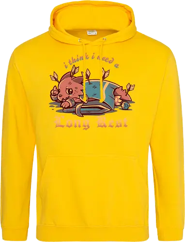 I Think I Need a Long Rest - Pen and Paper, kobold, long rest, dice, d1, dice roll, tabletop, cute, sad kobold, low hp, spell, fantasy, Fantasie, Kreatur, lange Ruhepause - Standard Hoodie