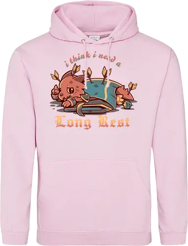 I Think I Need a Long Rest - Pen and Paper, kobold, long rest, dice, d1, dice roll, tabletop, cute, sad kobold, low hp, spell, fantasy, Fantasie, Kreatur, lange Ruhepause - Standard Hoodie