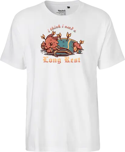 I Think I Need a Long Rest - Pen and Paper, kobold, long rest, dice, d1, dice roll, tabletop, cute, sad kobold, low hp, spell, fantasy, Fantasie, Kreatur, lange Ruhepause - Fairtrade T-Shirt