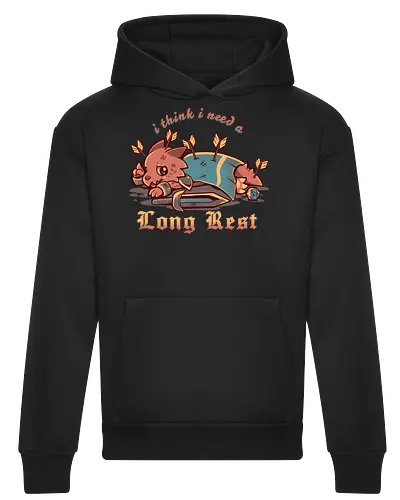 I Think I Need a Long Rest - Pen and Paper, kobold, long rest, dice, d1, dice roll, tabletop, cute, sad kobold, low hp, spell, fantasy, Fantasie, Kreatur, lange Ruhepause - Heavyweight Hoodie