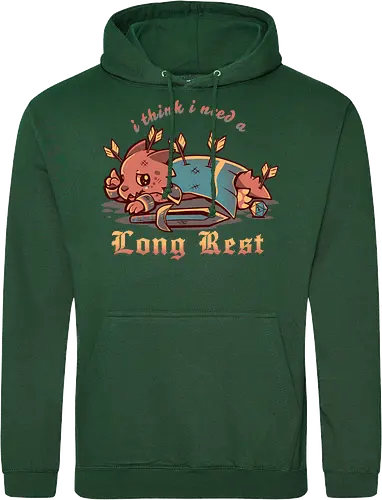 I Think I Need a Long Rest - Pen and Paper, kobold, long rest, dice, d1, dice roll, tabletop, cute, sad kobold, low hp, spell, fantasy, Fantasie, Kreatur, lange Ruhepause - Standard Hoodie