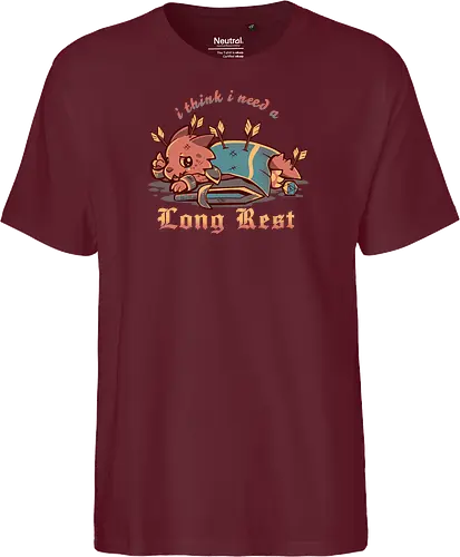 I Think I Need a Long Rest - Pen and Paper, kobold, long rest, dice, d1, dice roll, tabletop, cute, sad kobold, low hp, spell, fantasy, Fantasie, Kreatur, lange Ruhepause - Fairtrade T-Shirt