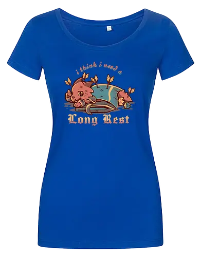 I Think I Need a Long Rest - Pen and Paper, kobold, long rest, dice, d1, dice roll, tabletop, cute, sad kobold, low hp, spell, fantasy, Fantasie, Kreatur, lange Ruhepause - Women T-Shirt