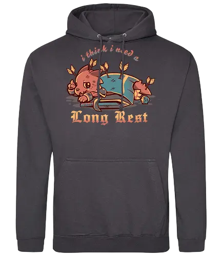 I Think I Need a Long Rest - Pen and Paper, kobold, long rest, dice, d1, dice roll, tabletop, cute, sad kobold, low hp, spell, fantasy, Fantasie, Kreatur, lange Ruhepause - Standard Hoodie