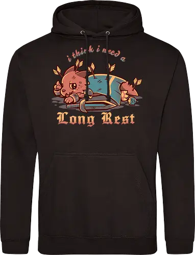 I Think I Need a Long Rest - Pen and Paper, kobold, long rest, dice, d1, dice roll, tabletop, cute, sad kobold, low hp, spell, fantasy, Fantasie, Kreatur, lange Ruhepause - Standard Hoodie