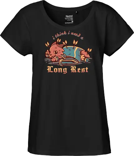 I Think I Need a Long Rest - Pen and Paper, kobold, long rest, dice, d1, dice roll, tabletop, cute, sad kobold, low hp, spell, fantasy, Fantasie, Kreatur, lange Ruhepause - Fairtrade Girl Shirt