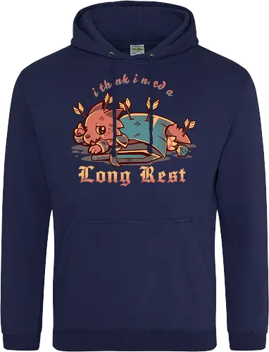 I Think I Need a Long Rest - Pen and Paper, kobold, long rest, dice, d1, dice roll, tabletop, cute, sad kobold, low hp, spell, fantasy, Fantasie, Kreatur, lange Ruhepause - Standard Hoodie