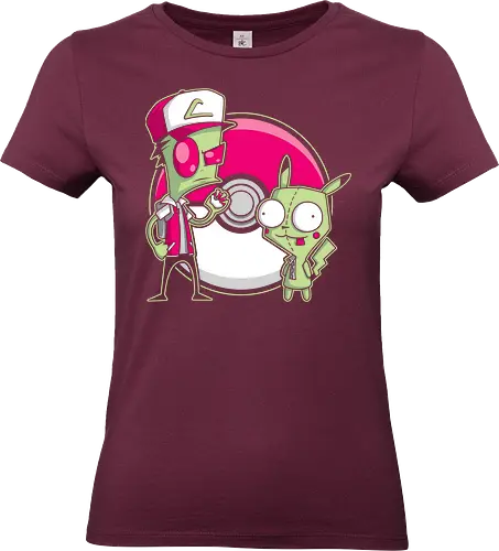 Alien-Trainer & Roboter-Freund - Exklusive Geek - Geek-Kunst, Alien-Maskottchen, süßer Roboter, Kult-Trainer, Animations-Mashup, Popkultur, Nerd-Druck, Cartoon-Crossover, Invasor Zim, Pocket, GIR, Ash Ketchum, Mouse, mashup geek, cultura pop, Nickelodeon, anime crossover, 90er Nostalgie, Geek-Geschenk, Roboter-Kostüm, Alien-Figur, Trainer-Mütze, klassische Kugel, Nerd-Illustration - Standard T-Shirt (Women)