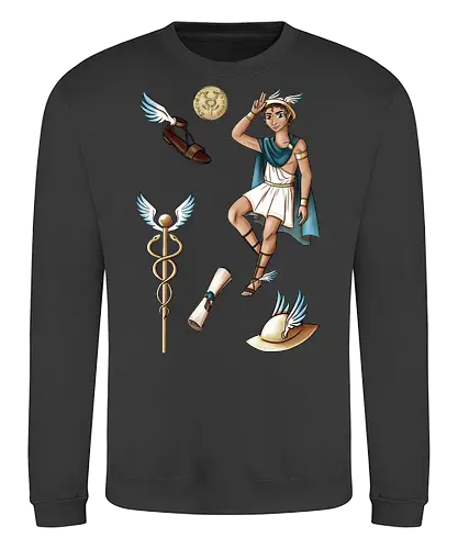 Hermes - hermes, gott, mythologie, caduceus, münze, sandale, flügel - Sweatshirt