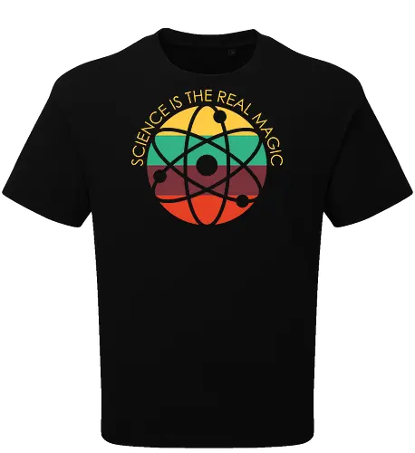 Science is the Real Magic - science, atom, biology, chemistry, element, elements, funny, laboratory, molecule, periodic, periodic table, physics, scientist, vector - Oversize T-Shirt