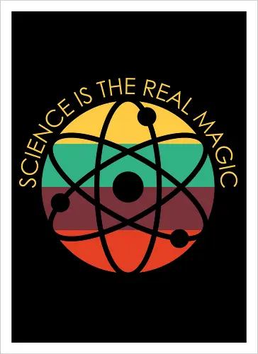 Science is the Real Magic - science, atom, biology, chemistry, element, elements, funny, laboratory, molecule, periodic, periodic table, physics, scientist, vector - Artprint