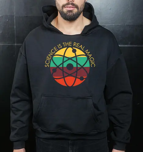 Science is the Real Magic - science, atom, biology, chemistry, element, elements, funny, laboratory, molecule, periodic, periodic table, physics, scientist, vector - Cropped Hoodie