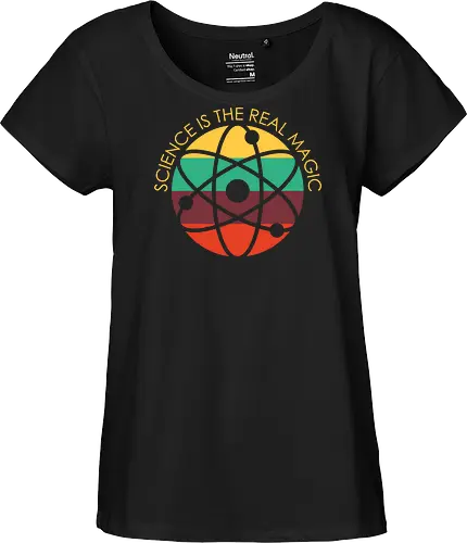 Science is the Real Magic - science, atom, biology, chemistry, element, elements, funny, laboratory, molecule, periodic, periodic table, physics, scientist, vector - Fairtrade Girl Shirt