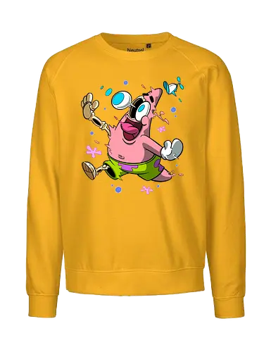 Verrückte rosa Sternenkreatur - Rosa Stern-Cartoon-Kunst, T-Shirt mit chaotischer Kreatur, lustiger Horror-Cartoon, Underground-Cartoon-Druck, verrückter Cartoon-Charakter, Cartoon-Shirt mit hervorquellenden Augen, dunkler Cartoon-Humor, explodierte Cartoon-Kunst, rosa Kreaturenchaos, lustige Geek-Mode, Retro-Underground-Cartoon, absurde Cartoon-Kunst, Pop-Art-T-Shirt mit Humor, Chaos-Cartoon-Shirt, alternative lustige Kunst - Fairtrade Sweatshirt