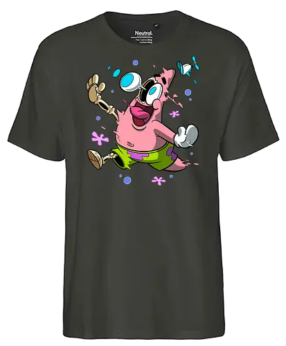 Verrückte rosa Sternenkreatur - Rosa Stern-Cartoon-Kunst, T-Shirt mit chaotischer Kreatur, lustiger Horror-Cartoon, Underground-Cartoon-Druck, verrückter Cartoon-Charakter, Cartoon-Shirt mit hervorquellenden Augen, dunkler Cartoon-Humor, explodierte Cartoon-Kunst, rosa Kreaturenchaos, lustige Geek-Mode, Retro-Underground-Cartoon, absurde Cartoon-Kunst, Pop-Art-T-Shirt mit Humor, Chaos-Cartoon-Shirt, alternative lustige Kunst - Fairtrade T-Shirt