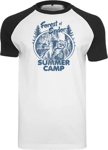 Retro-Wald-Sommercamp Bärenkrieger - Geek-Retro-Design, Nerd-Kultur-Shirt, Galaxie-Krieger-T-Shirt, Vintage-Popkultur, Retro-Sommercamp-Shirt, Waldkrieger-T-Shirt, Vintage-Camp-Abzeichen, Bären-Shirt, Sci-Fi-Wald-Shirt, Galaxie-Camp-Design, Retro-Abzeichen-T-Shirt, Pelzkrieger-Print, Weltraumwald-Shirt, Vintage-Sci-Fi-T-Shirt, Camp-Emblem-Shirt - Raglan T-Shirt