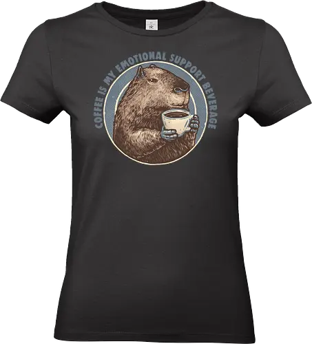 Emotional Support Beverage - support, funny, humor, Capybara, animal, cute, coffee, caffeine, emotional - Standard T-Shirt (Women)