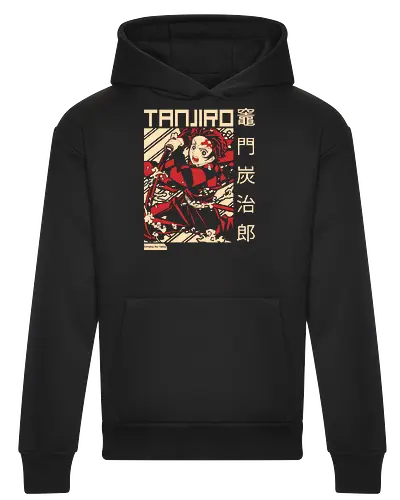 Flammenkrieger - Retro Japanisches Manga - retro japanischer Krieger Kunst, Vintage Manga Shirt, Anime Stil Geek Shirt, modernes Samurai Design, japanische Ninja Kunst, Retro Anime Design, japanische Kultur Shirt, Tanjiro Kamado, Slayer, Kimetsu no Yaiba, anime, mangá, Schwert Krieger Druck, orientalische Geek Kunst, exklusives Manga Design, Premium Otaku Shirt, retro japanischer Druck, lebendige Anime Kunst, Klingen Krieger Design, Kanji Geek Kunst - Heavyweight Hoodie