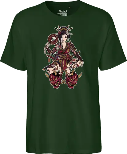 Oni Queen: The Irezumi Geisha Warrior - Japanese geisha shirt, Oni mask graphic tee, Irezumi tattoo apparel, Samurai warrior streetwear, Yakuza aesthetic clothing, Neo traditional tattoo design, Dark Japanese folklore, Edgy alternative fashion, Katana sword girl merch, Demon queen graphic - Fairtrade T-Shirt
