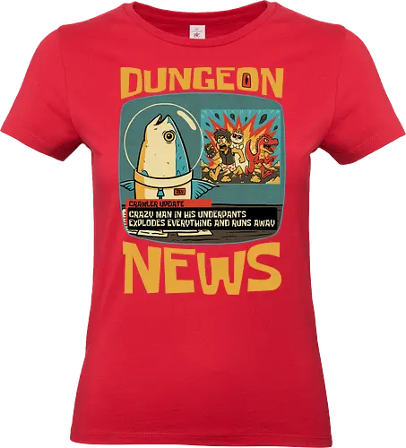 Dungeon Crawler Fish News - Nerd, Geek, Fantasy, Adventure, Rpg, Book, Books, Bookworm, Science Fantasy, Science Fiction, Scifi, Cat, Pet, Donut, Funny, Post-apocalyptic, Apocalypse, Post Apocalyptic, Apocalyptic Cats, Post-apocalypse, Sponge, Newspaper, News, News Anchor, Breaknews, Crawler, Dinosaur, Velociraptor, Fish, Tv Show, Animation, Classic Animation, Vintage Animations, Classic, Animated Series, Animated - Standard T-Shirt (Women)