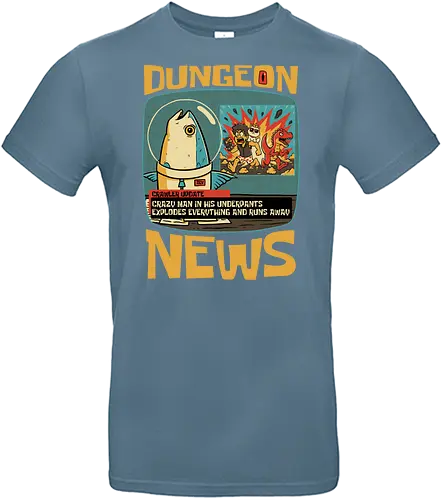 Dungeon Crawler Fish News - Nerd, Geek, Fantasy, Adventure, Rpg, Book, Books, Bookworm, Science Fantasy, Science Fiction, Scifi, Cat, Pet, Donut, Funny, Post-apocalyptic, Apocalypse, Post Apocalyptic, Apocalyptic Cats, Post-apocalypse, Sponge, Newspaper, News, News Anchor, Breaknews, Crawler, Dinosaur, Velociraptor, Fish, Tv Show, Animation, Classic Animation, Vintage Animations, Classic, Animated Series, Animated - Standard T-Shirt