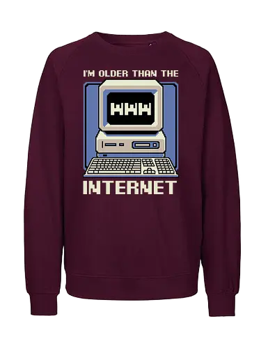 Older Than The Internet  - love, retro, vintage, pixel art, joke, fun, funny, old, cool, computer, pc, internet, memes, meme - Fairtrade Sweatshirt