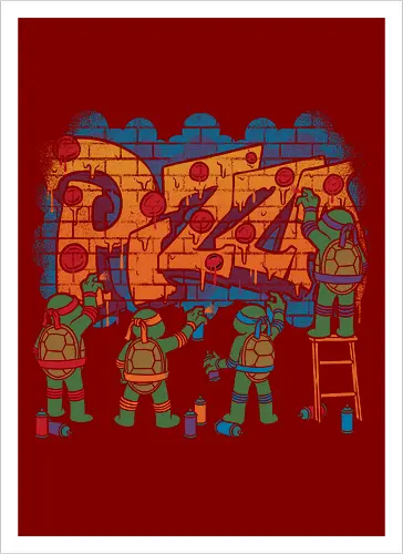 Pizza Turtle Graffiti - Vintage Movie Comic