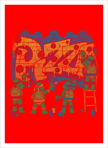 Pizza Turtle Graffiti - Vintage Movie Comic