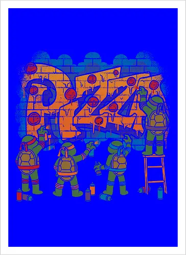 Pizza Turtle Graffiti - Vintage Movie Comic