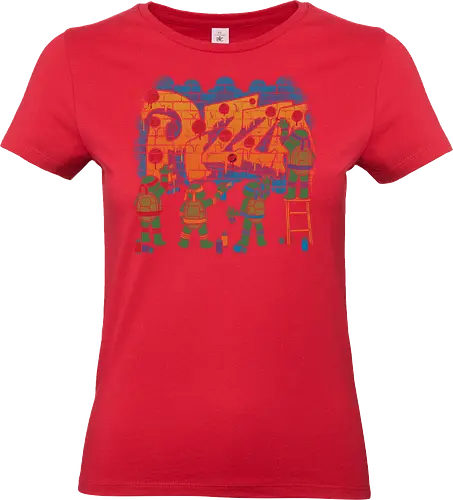 Pizza Turtle Graffiti - Vintage Movie Comic - turtle, ninja, tv show, classic, animation, vintage, comics, movie, retro, martial art, fast food, pizza, graffiti - Standard T-Shirt (Women)