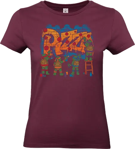 Pizza Turtle Graffiti - Vintage Movie Comic - turtle, ninja, tv show, classic, animation, vintage, comics, movie, retro, martial art, fast food, pizza, graffiti - Standard T-Shirt (Women)