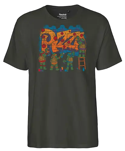 Pizza Turtle Graffiti - Vintage Movie Comic - turtle, ninja, tv show, classic, animation, vintage, comics, movie, retro, martial art, fast food, pizza, graffiti - Fairtrade T-Shirt
