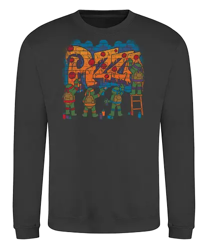 Pizza Turtle Graffiti - Vintage Movie Comic - turtle, ninja, tv show, classic, animation, vintage, comics, movie, retro, martial art, fast food, pizza, graffiti - Sweatshirt