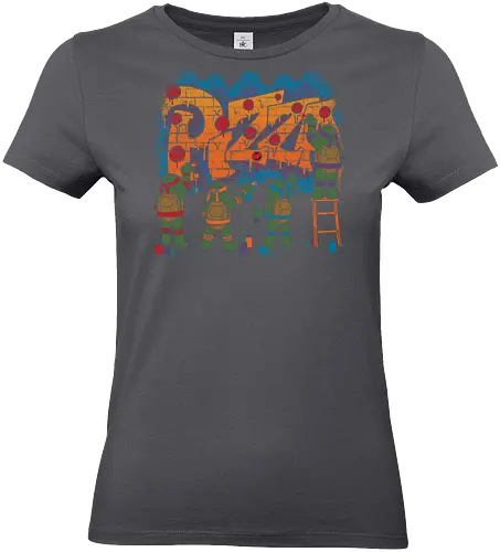 Pizza Turtle Graffiti - Vintage Movie Comic - turtle, ninja, tv show, classic, animation, vintage, comics, movie, retro, martial art, fast food, pizza, graffiti - Standard T-Shirt (Women)