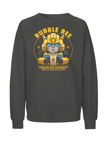 Bubble Bee Boba Tea – Lustige, niedliche Roboter-Parodie - Bumblebee, Transformers, Boba, Bubble Tea, Robot, Autobot, Cute, Kawaii, Funny, Parody, 80s, Nostalgia, Cartoon, Beverage, Bee - Fairtrade Sweatshirt