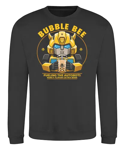 Bubble Bee Boba Tea – Lustige, niedliche Roboter-Parodie - Bumblebee, Transformers, Boba, Bubble Tea, Robot, Autobot, Cute, Kawaii, Funny, Parody, 80s, Nostalgia, Cartoon, Beverage, Bee - Sweatshirt