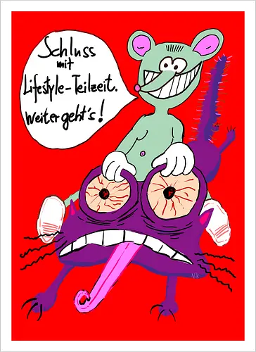 Lifestyle-Teilzeit - Arbeit, Zeitarbeit, Wirtschaft, Neoliberalismus, Erschöpfung, Toons, müde - Artprint
