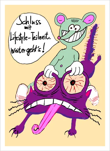 Lifestyle-Teilzeit - Arbeit, Zeitarbeit, Wirtschaft, Neoliberalismus, Erschöpfung, Toons, müde - Artprint