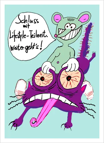 Lifestyle-Teilzeit - Arbeit, Zeitarbeit, Wirtschaft, Neoliberalismus, Erschöpfung, Toons, müde - Artprint