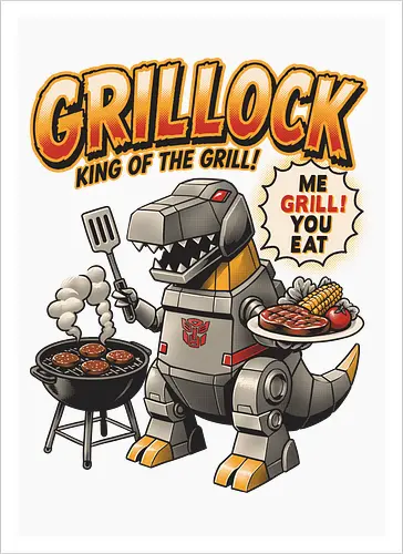 Grillock Me Grill You Eat – Lustiges Retro-Roboter-Dinosaurier-Barbecue