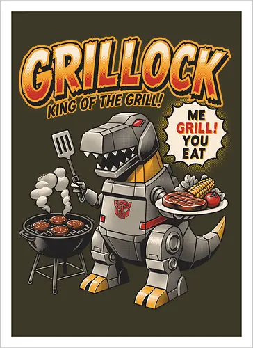 Grillock Me Grill You Eat – Lustiges Retro-Roboter-Dinosaurier-Barbecue