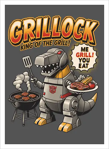 Grillock Me Grill You Eat – Lustiges Retro-Roboter-Dinosaurier-Barbecue
