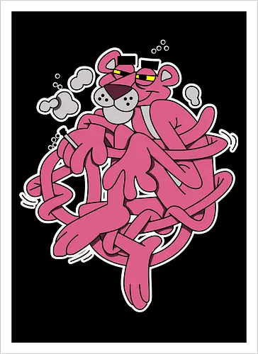 Verschlungener Rosa Panther - Chill Retro Underground Cartoon