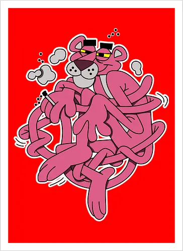 Verschlungener Rosa Panther - Chill Retro Underground Cartoon